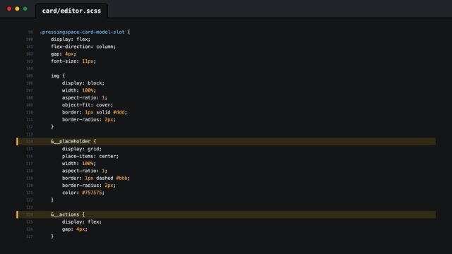 Nested Sass using & for BEM elements in the card block styles