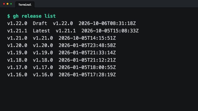 Release history listing each tagged version